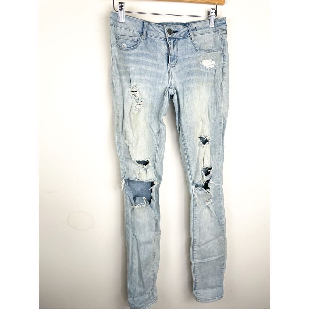 Bullhead Black Pacsun Light Wash‎ Distressed Denim Legging Jeans